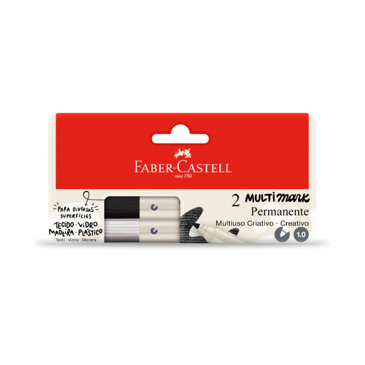 Estojo Marcador Multimark Permanente 1,0mm Branco/preto - Faber-castell Mm/es102pbzf