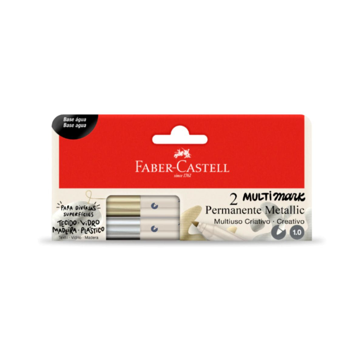 Estojo Marcador Multimark Permanente 1,0mm Prata/ouro - Faber-castell Mm/es10pozf