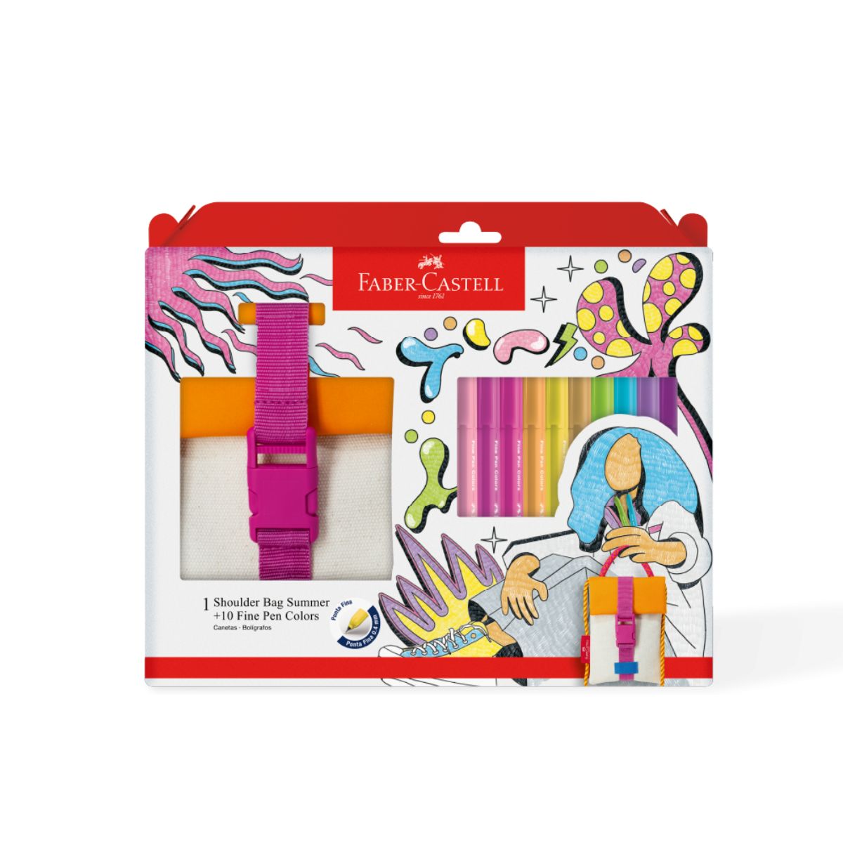 Estojo Fine Pen Shoulder Bag Summer com 11 Peças - Faber-castell Fpb/essmrzf