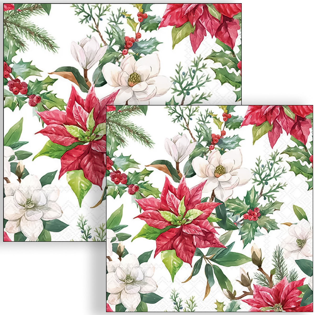 Guardanapo para Decoupage Ambiente 33x33cm com 20 Unidades - Florais de Natal