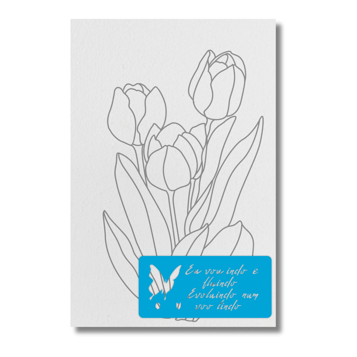 Tela Riscada Flores Tulipas 20x30cm com Stencil 7x15cm para Pintura em Tela e Pintura Decorativa 3562 - Opa
