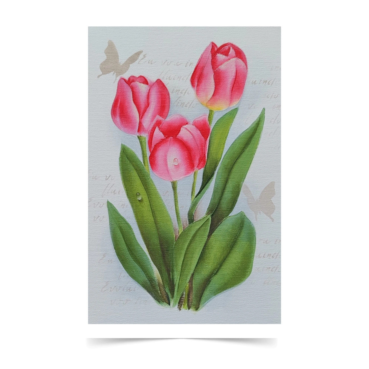 Tela Riscada Flores Tulipas 20x30cm com Stencil 7x15cm para Pintura em Tela e Pintura Decorativa 3562 - Opa