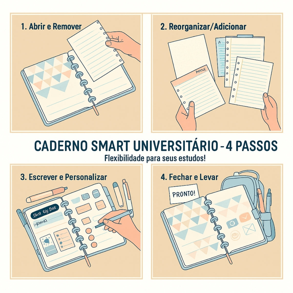 Caderno Smart Universitário com 80 Folhas 90g/m² Fechamento em Elástico - Stitch 20x27,5cm Dac - 5196