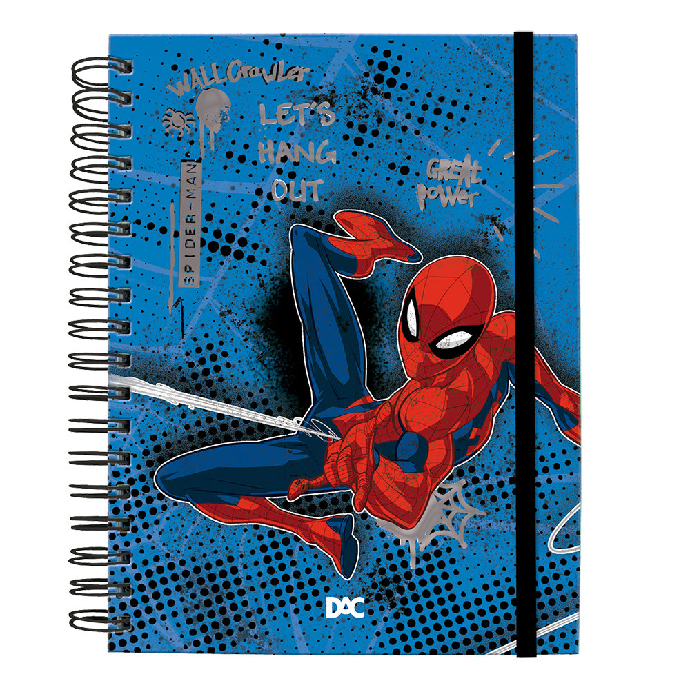Caderno Smart Colegial com 80 Folhas 90g/m² Fechamento em Elástico - Homem Aranha 17,7x24cm Dac - 4630