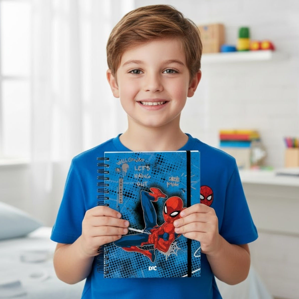 Caderno Smart Colegial com 80 Folhas 90g/m² Fechamento em Elástico - Homem Aranha 17,7x24cm Dac - 4630