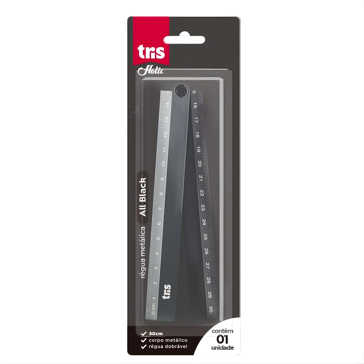 Régua Metálica Holic Black 30cm - Tris