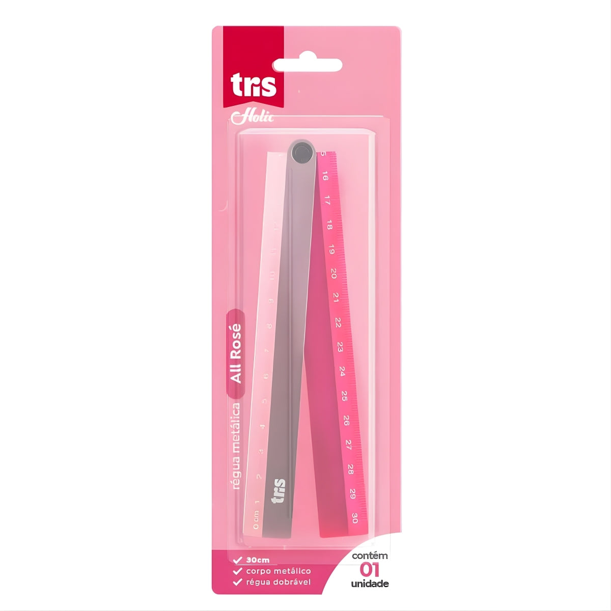 Régua Metálica Holic Rose 30cm - Tris