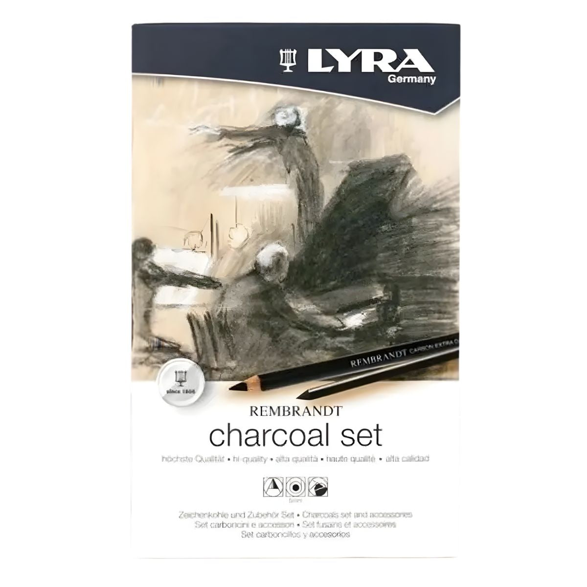 Estojo Lata Lápis Carvão Lyra Rembrandt Charcoal Set 12 Peças