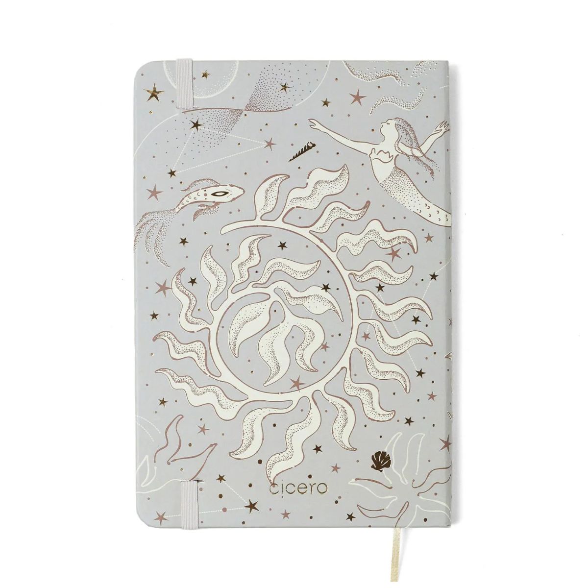 Caderneta Clássica Cicero Astral Mare Off White 14x21cm 160 Páginas sem Pauta