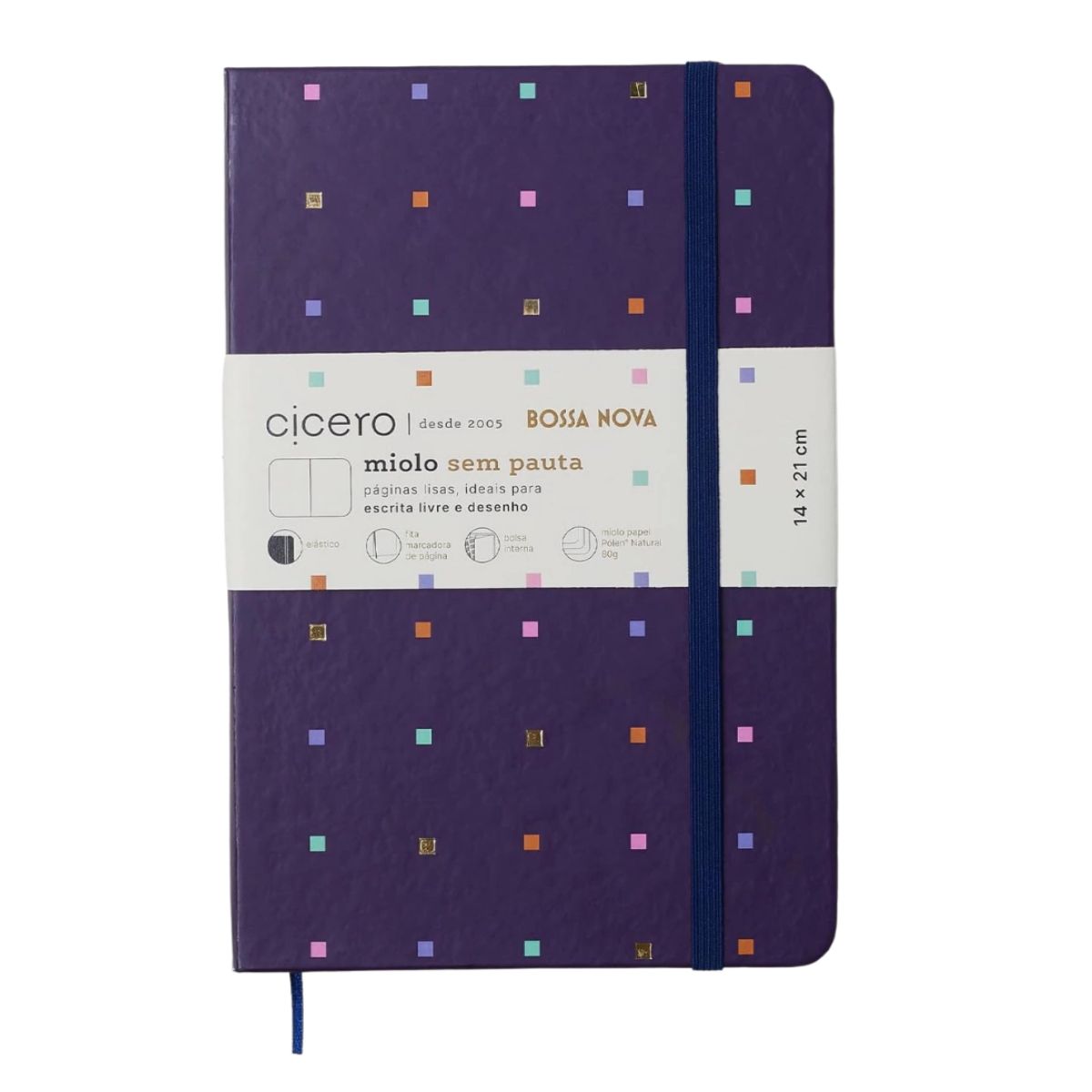 Caderneta Clássica Cicero Bossa Nova Pontos Azul 14x21cm 160 Páginas sem Pauta