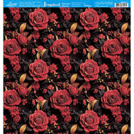 Papel para Scrapbook Estampas Basicas Coleção Floral 3d Flores Vermelhas 30,5x30,5cm para Scrapbook e Papelaria Criativa Sbb-210 - Litoarte