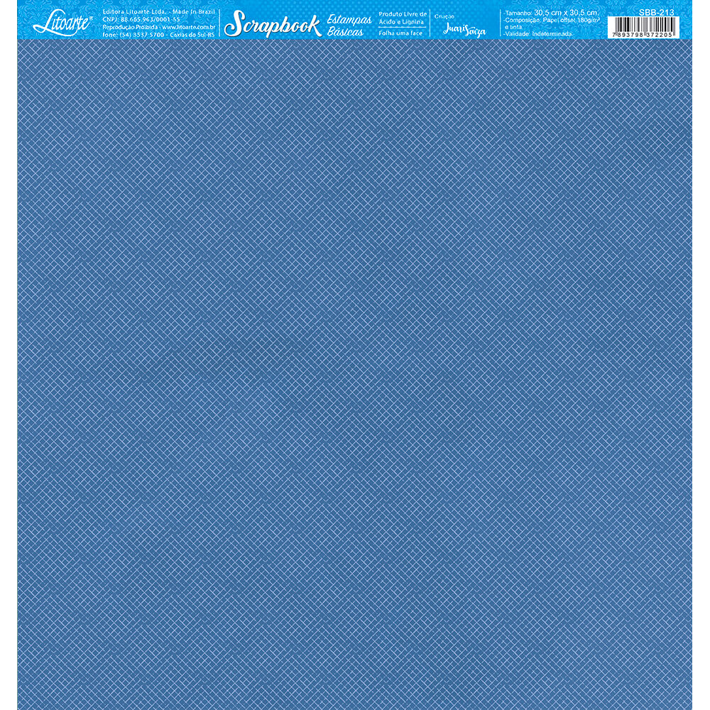 Papel para Scrapbook Estampas Basicas Coleção Floral 3d Textura Azul 30,5x30,5cm para Scrapbook e Papelaria Criativa Sbb-213 - Litoarte