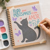 Stencil Coleção Pets Gato Amor de Pet 17x21cm para Pintura Decorativa e Artesanato Stm-768 - Litoarte