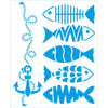 Stencil Peixes e Ancora 17x21cm para Pintura Decorativa e Artesanato Stm-766 - Litoarte
