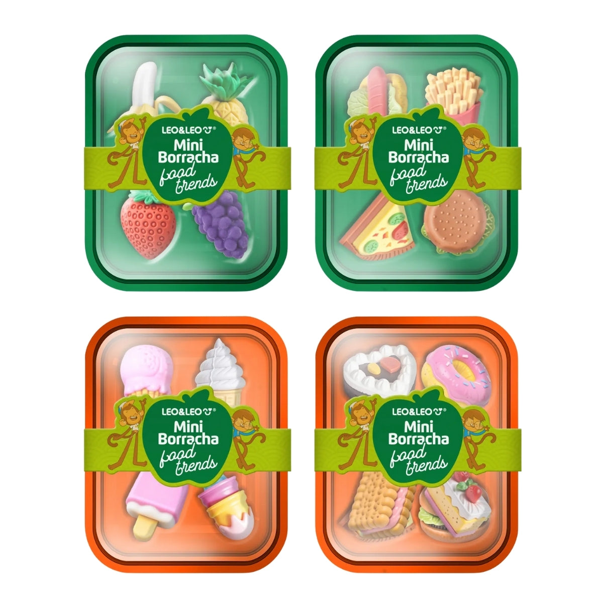 Mini Borracha Food Trends Marmitinha com 4 Borrachas - Leo & Leo 10195