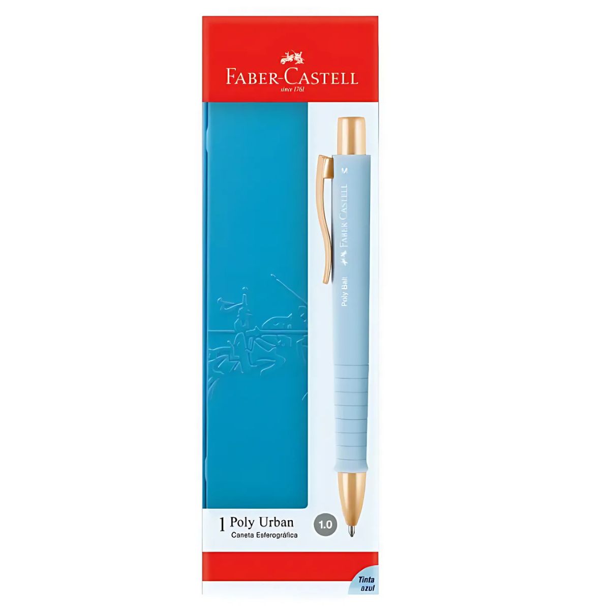 Lata Caneta Esferográfica Poly Ball Urban 1,0mm Azul Gold - Faber-castell Es/esurbaz1.0