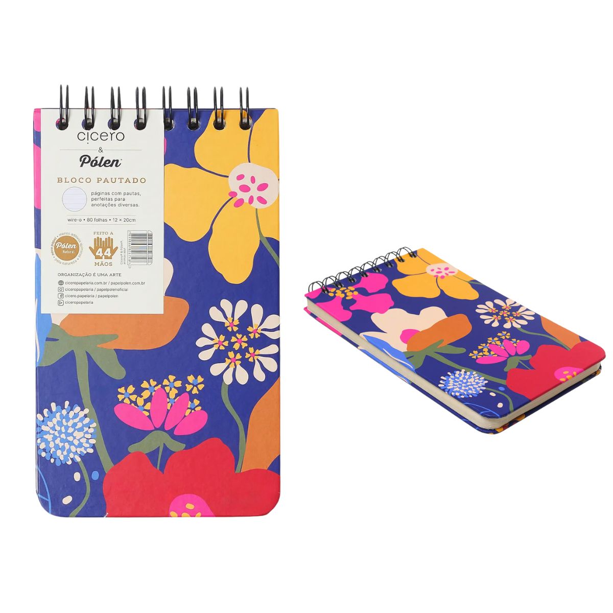 Bloco Wire-o Cicero 12x20cm 80 Folhas Pautado - Polen Aromas Azul