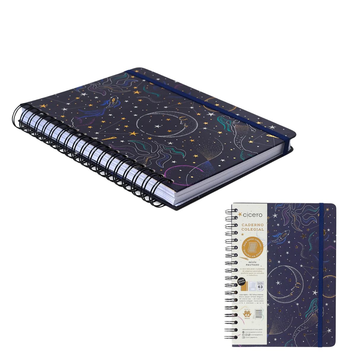 Caderno Colegial Espiral Cicero 17,3x24cm 160 Folhas Pautado - Astral Mare Azul