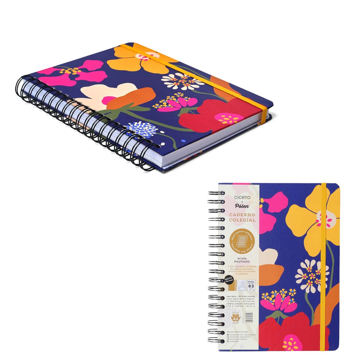Caderno Colegial Espiral Cicero 17,3x24cm 160 Folhas Pautado - Polen Aromas Azul