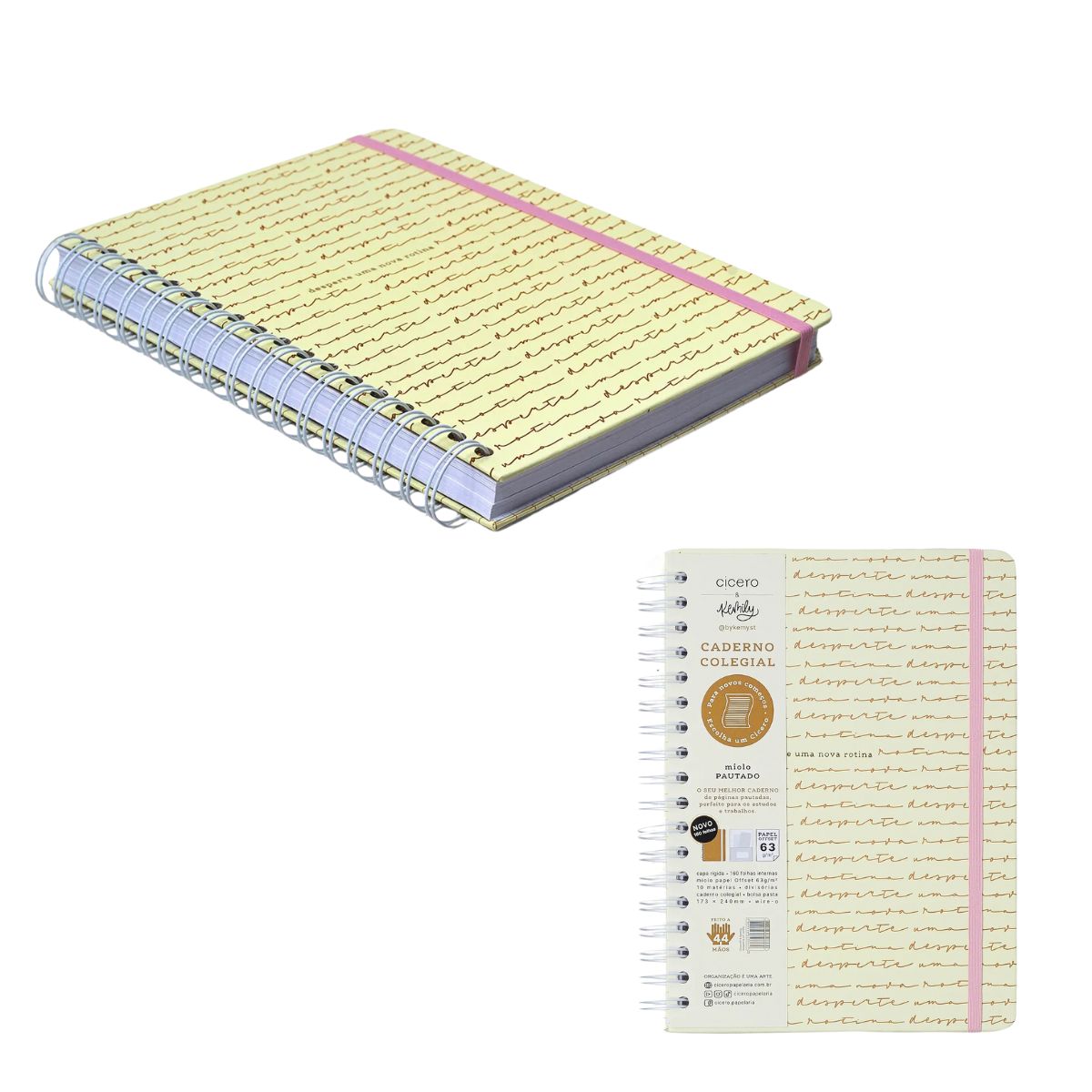 Caderno Colegial Espiral Cicero 17,3x24cm 160 Folhas Pautado - Kemily Desperte Off White