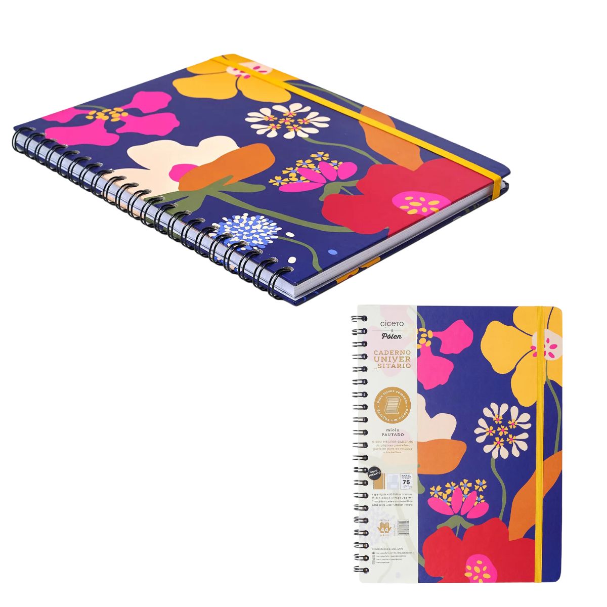 Caderno Universitário Espiral Cicero 20x28cm 80 Folhas Pautado - Polen Aromas Azul