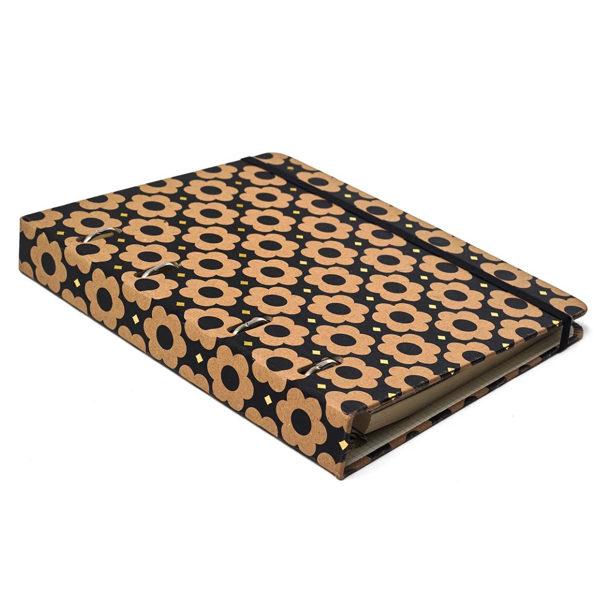 Caderno Criativo Argolado Cicero Office Duo A5 80 Folhas Pautado e Pontado - Kraft Flores Mini