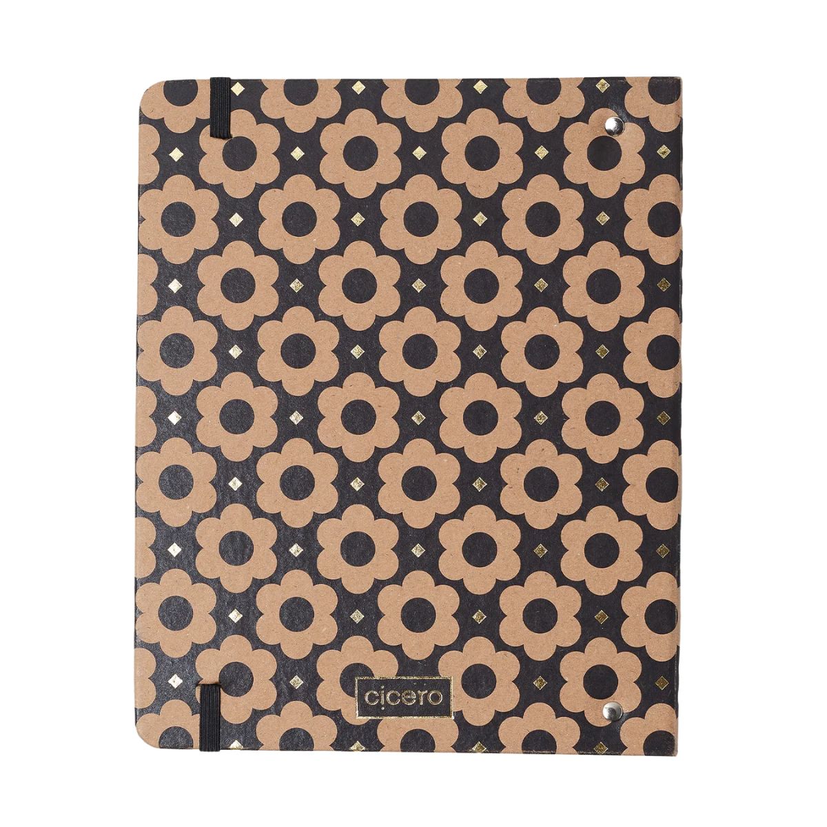 Caderno Criativo Argolado Cicero Office Duo A5 80 Folhas Pautado e Pontado - Kraft Flores Mini
