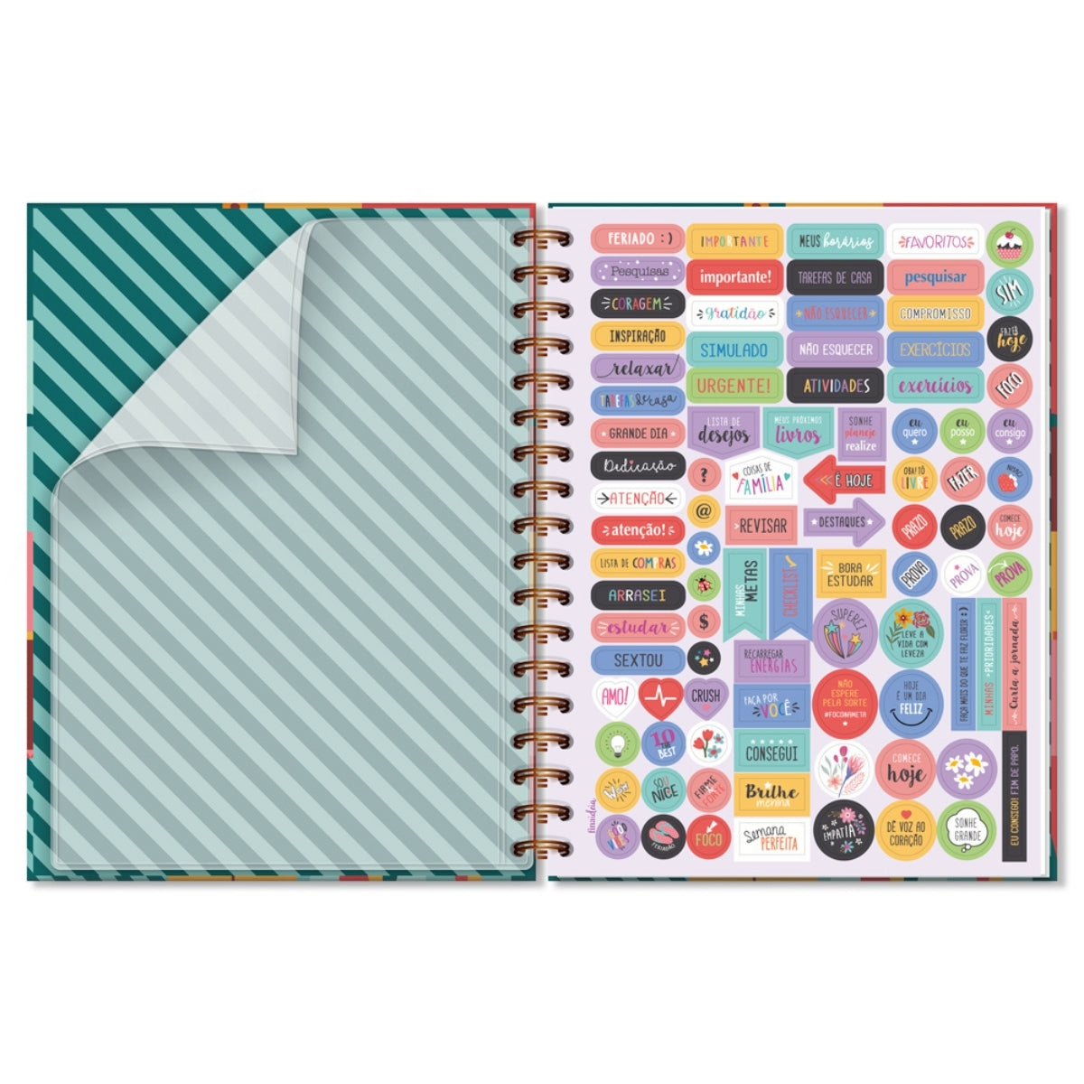 Caderno Colegial 10 Matérias Arco-íris - Fina Ideia