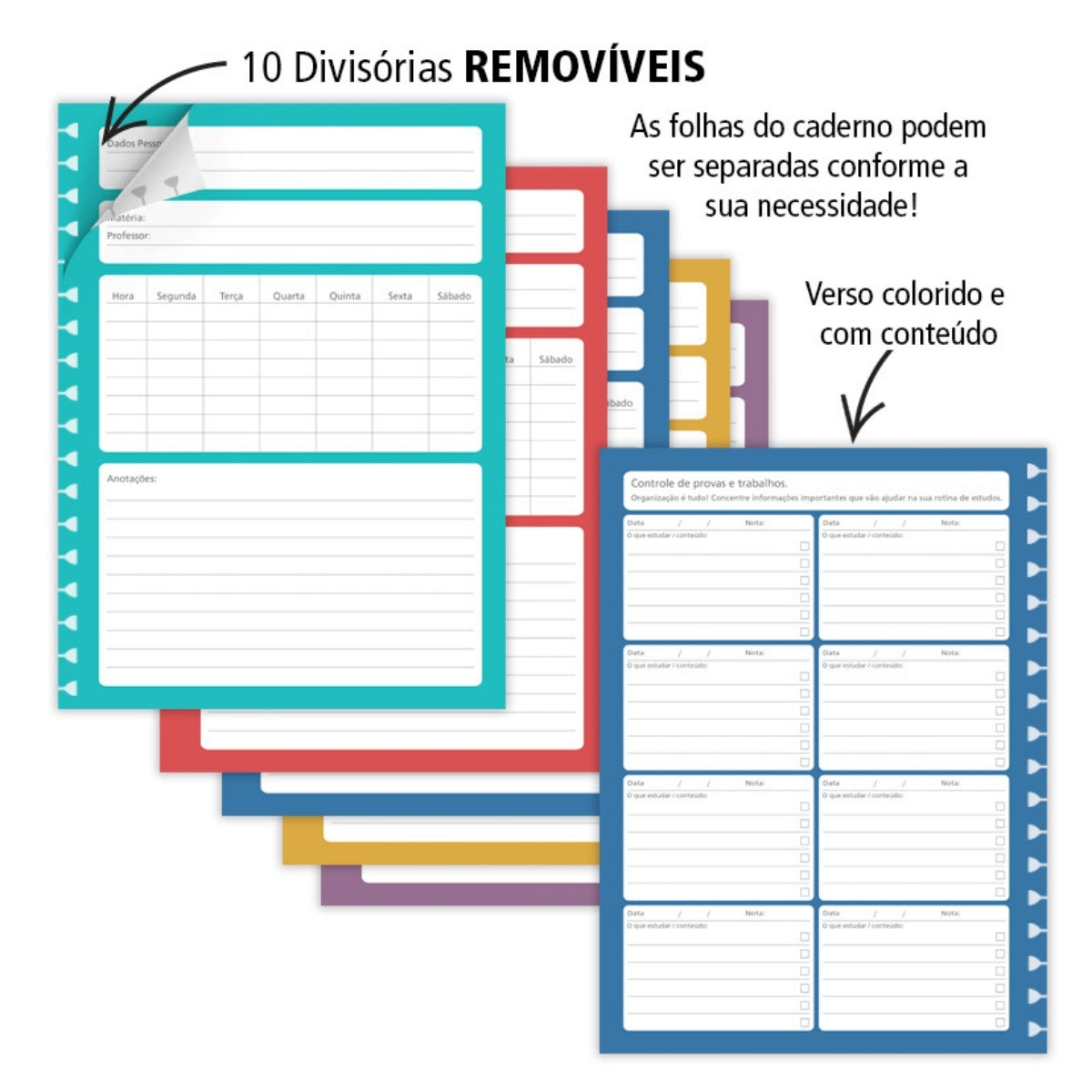 Caderno Colegial 10 Matérias Fun - Fina Ideia