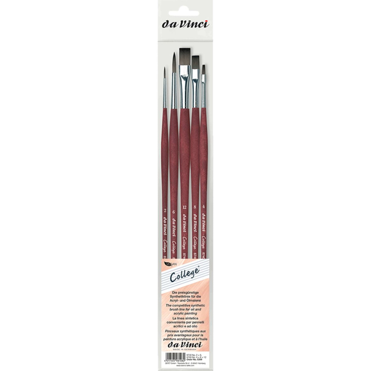 Kit Pincel da Vinci College 5269 com 5 Unidades - Séries 8730 e 8740