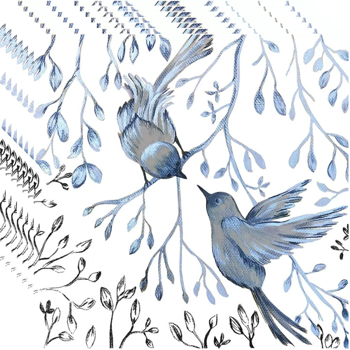 Guardanapo para Decoupage Ambiente 33x33cm com 2 Unidades - Jardim Japonês Branco