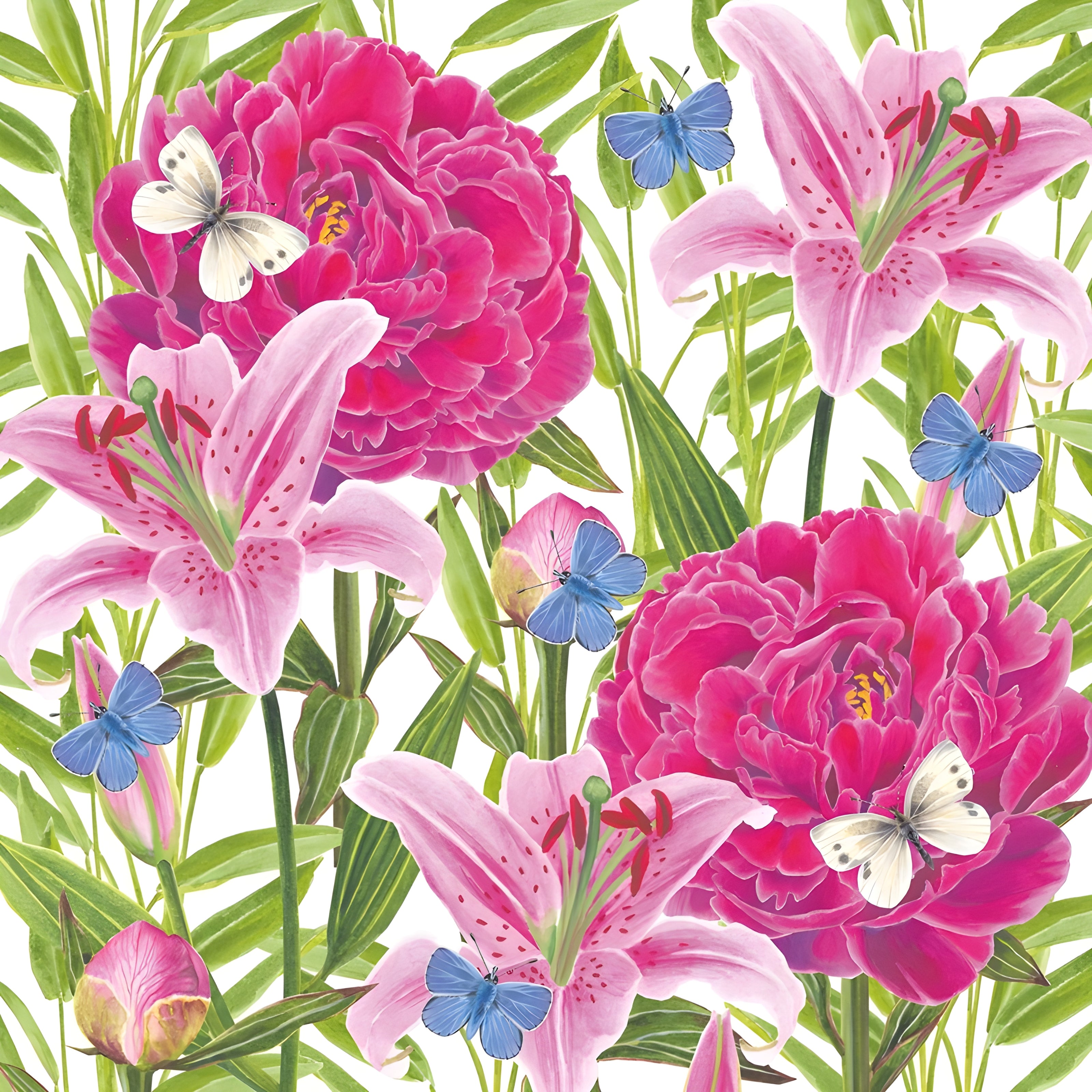 Guardanapo para Decoupage Ambiente 33x33cm com 2 Unidades - Peônias e Lírios