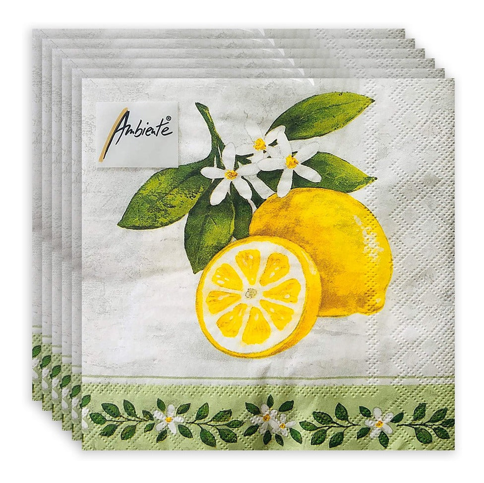 Guardanapo para Decoupage Ambiente 33x33cm com 2 Unidades - Ramo de Limão