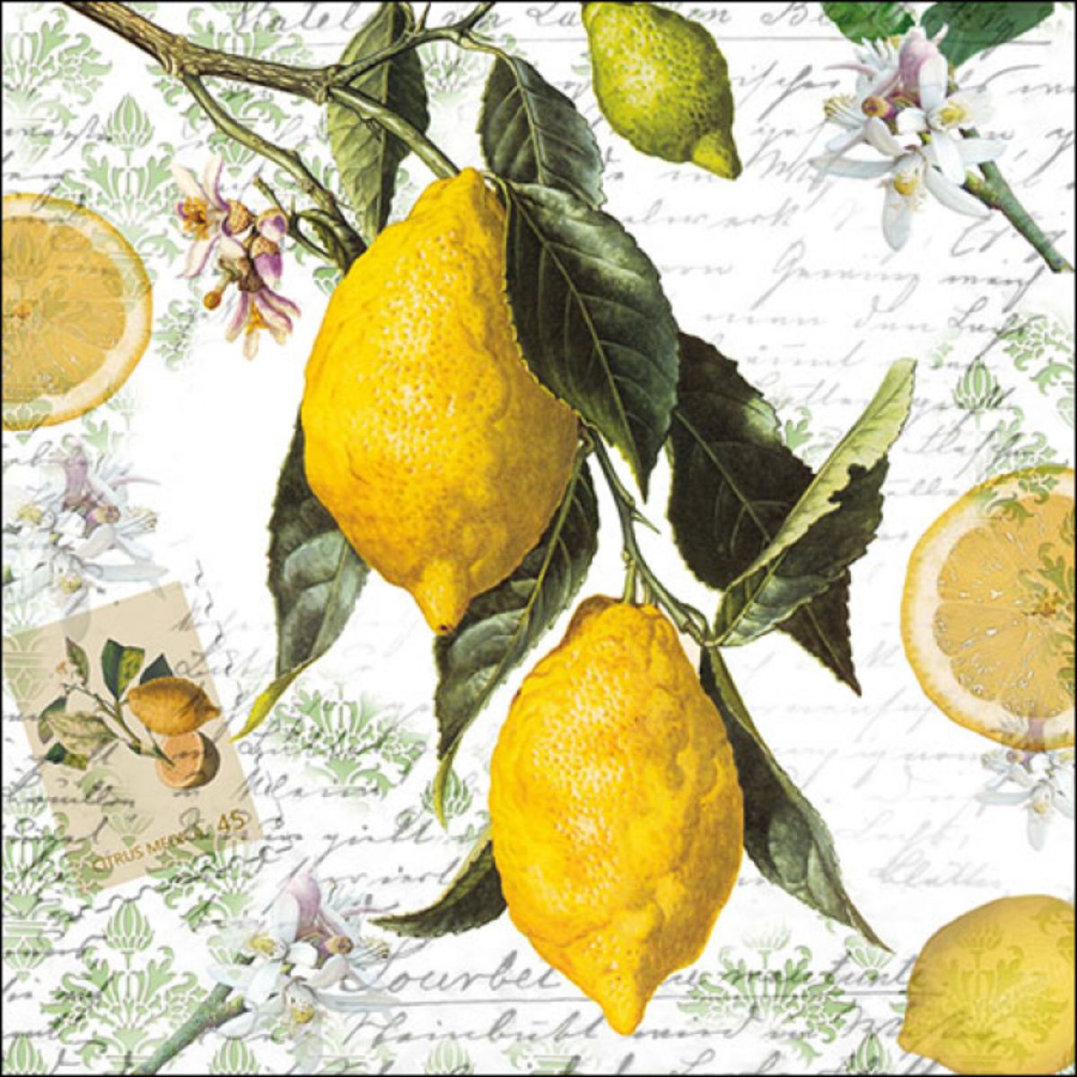 Guardanapo para Decoupage Ambiente 33x33cm com 2 Unidades - Limão