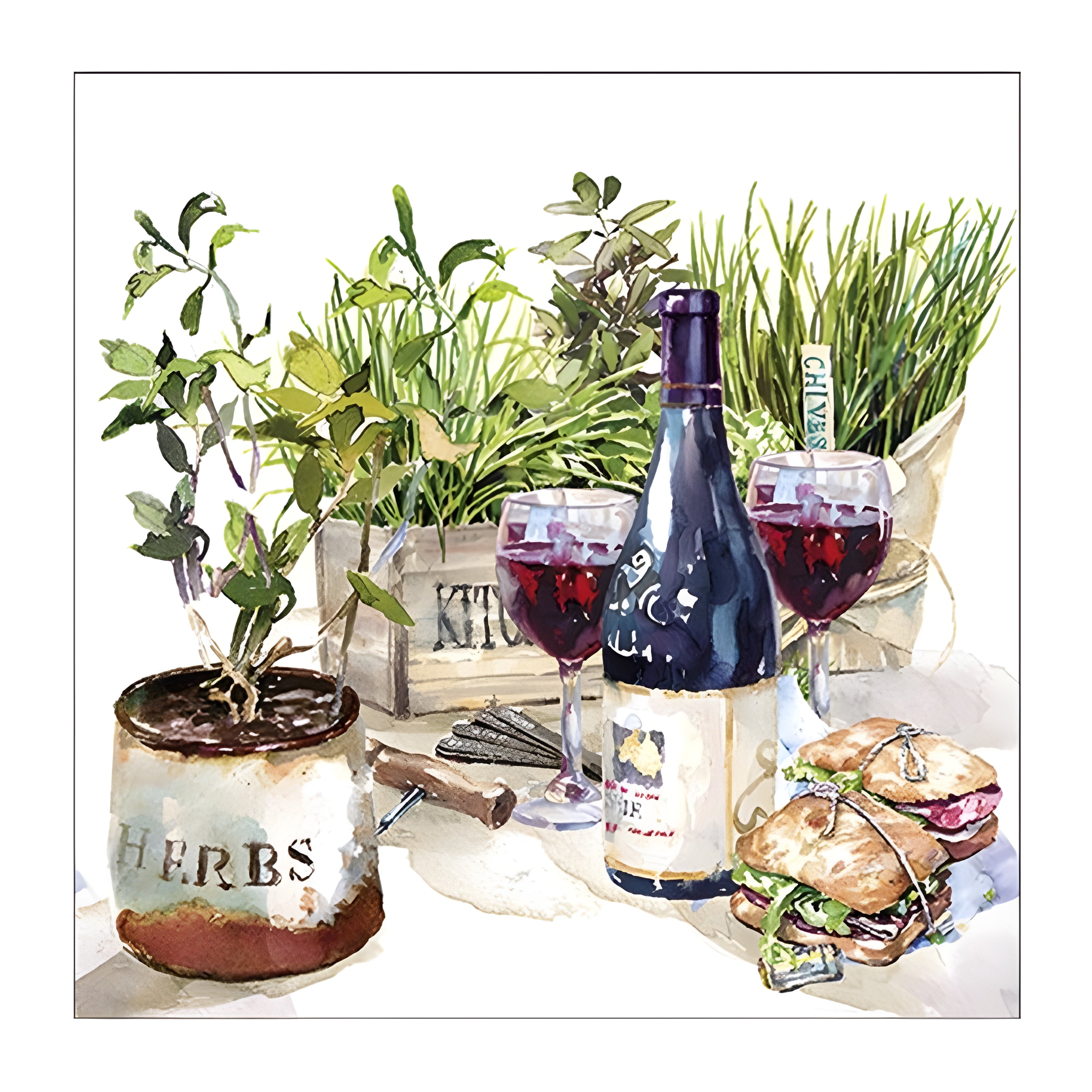 Guardanapo para Decoupage Ambiente 33x33cm com 2 Unidades - Vinho e Ervas
