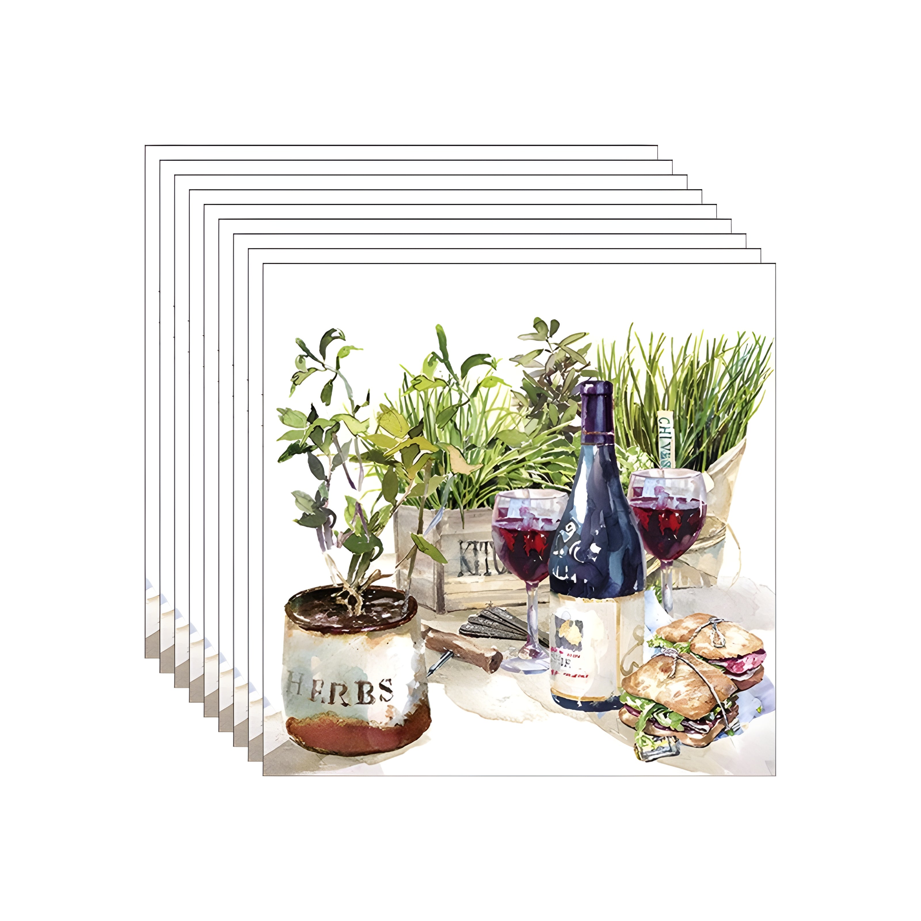 Guardanapo para Decoupage Ambiente 33x33cm com 2 Unidades - Vinho e Ervas