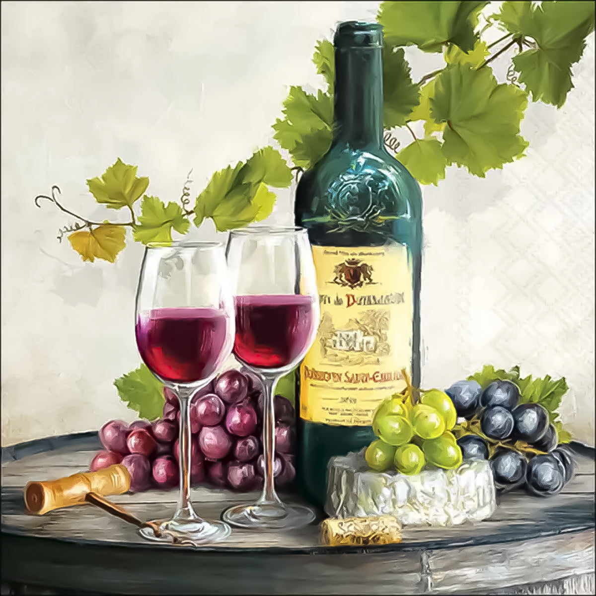Guardanapo para Decoupage Ambiente 33x33cm com 2 Unidades - Vinho Tinto