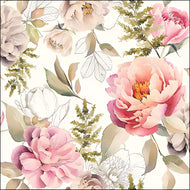 Guardanapo para Decoupage Ambiente 33x33cm com 2 Unidades - Peônias Creme
