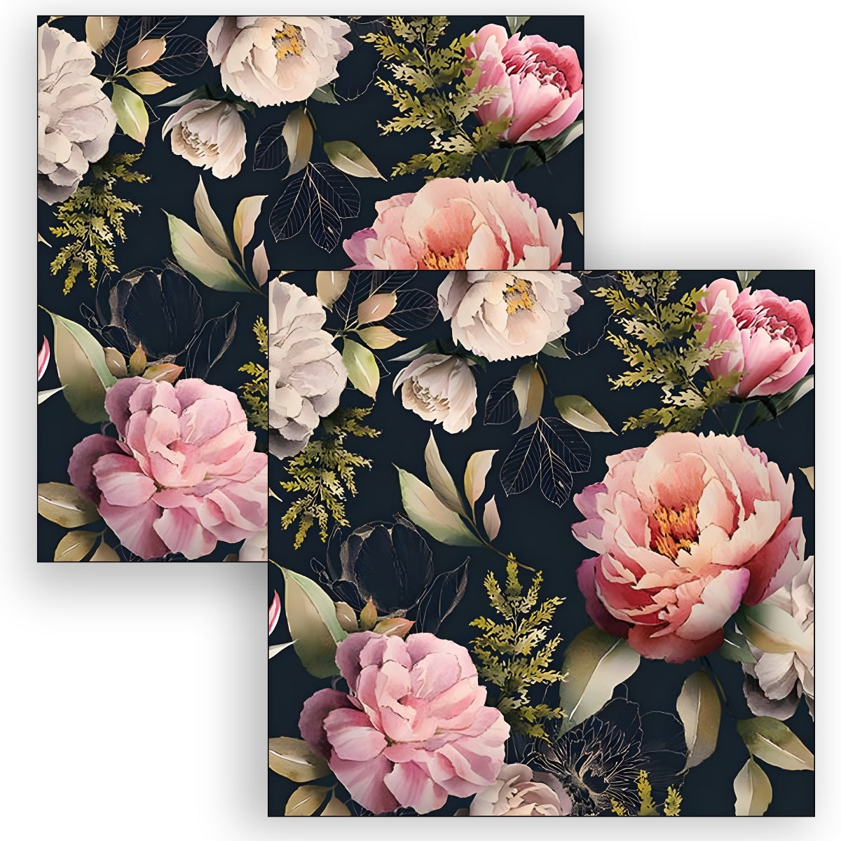 Guardanapo para Decoupage Ambiente 33x33cm com 2 Unidades - Peônias Preto