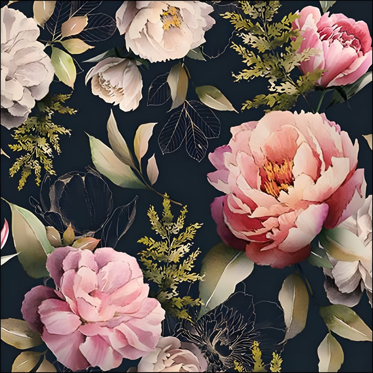 Guardanapo para Decoupage Ambiente 33x33cm com 2 Unidades - Peônias Preto