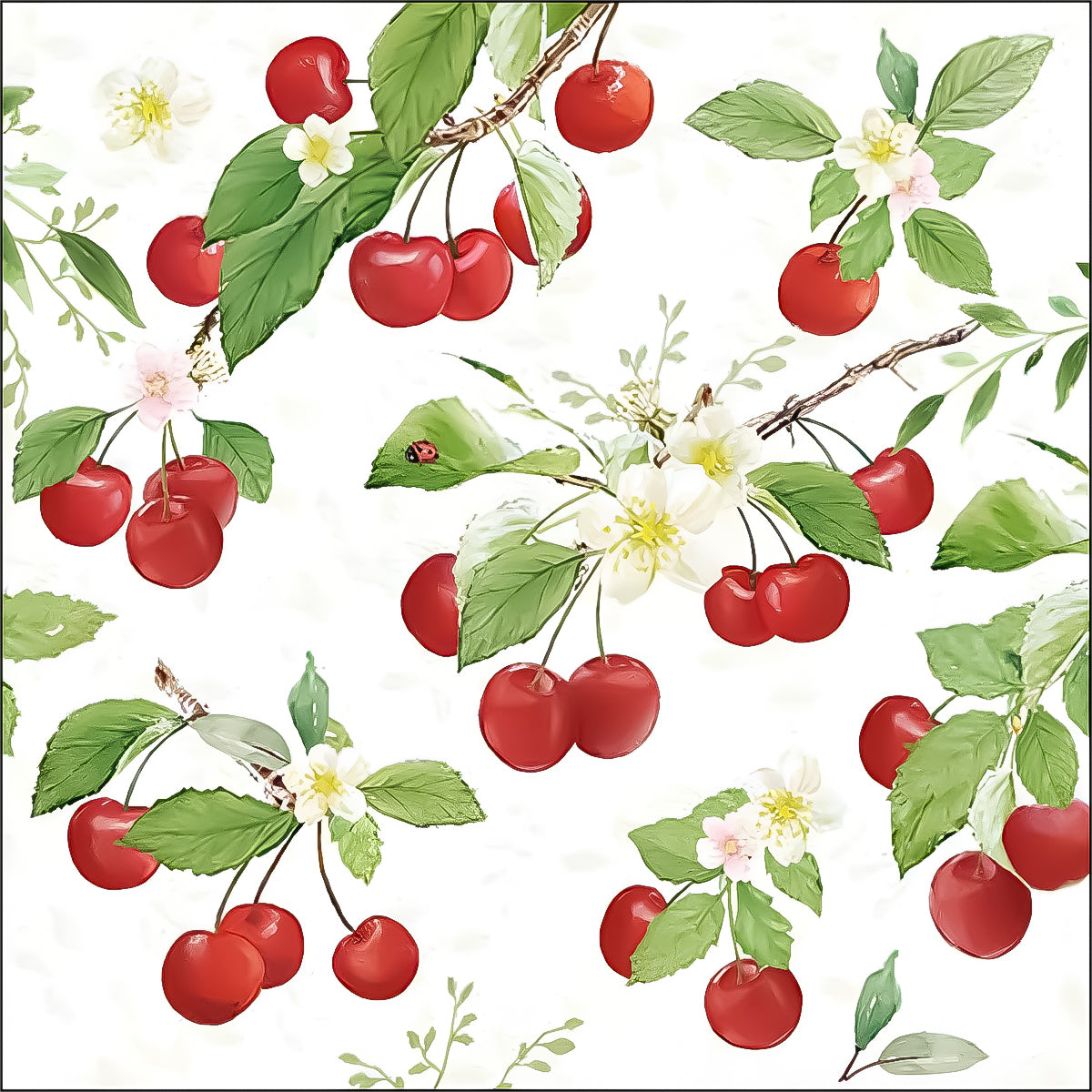 Guardanapo para Decoupage Ambiente 33x33cm com 2 Unidades - Cerejas