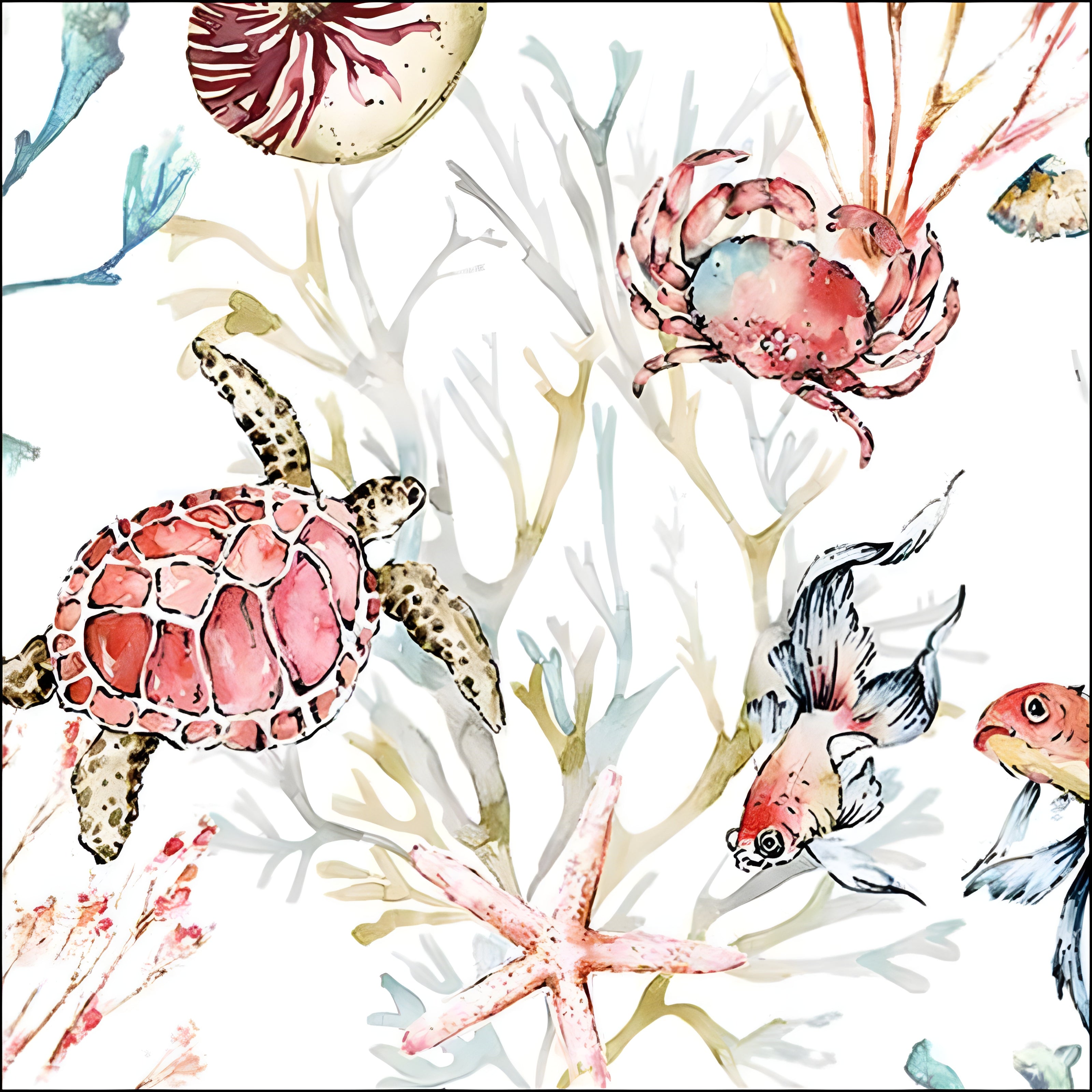 Guardanapo para Decoupage Ambiente 33x33cm com 2 Unidades - Animais Marinhos