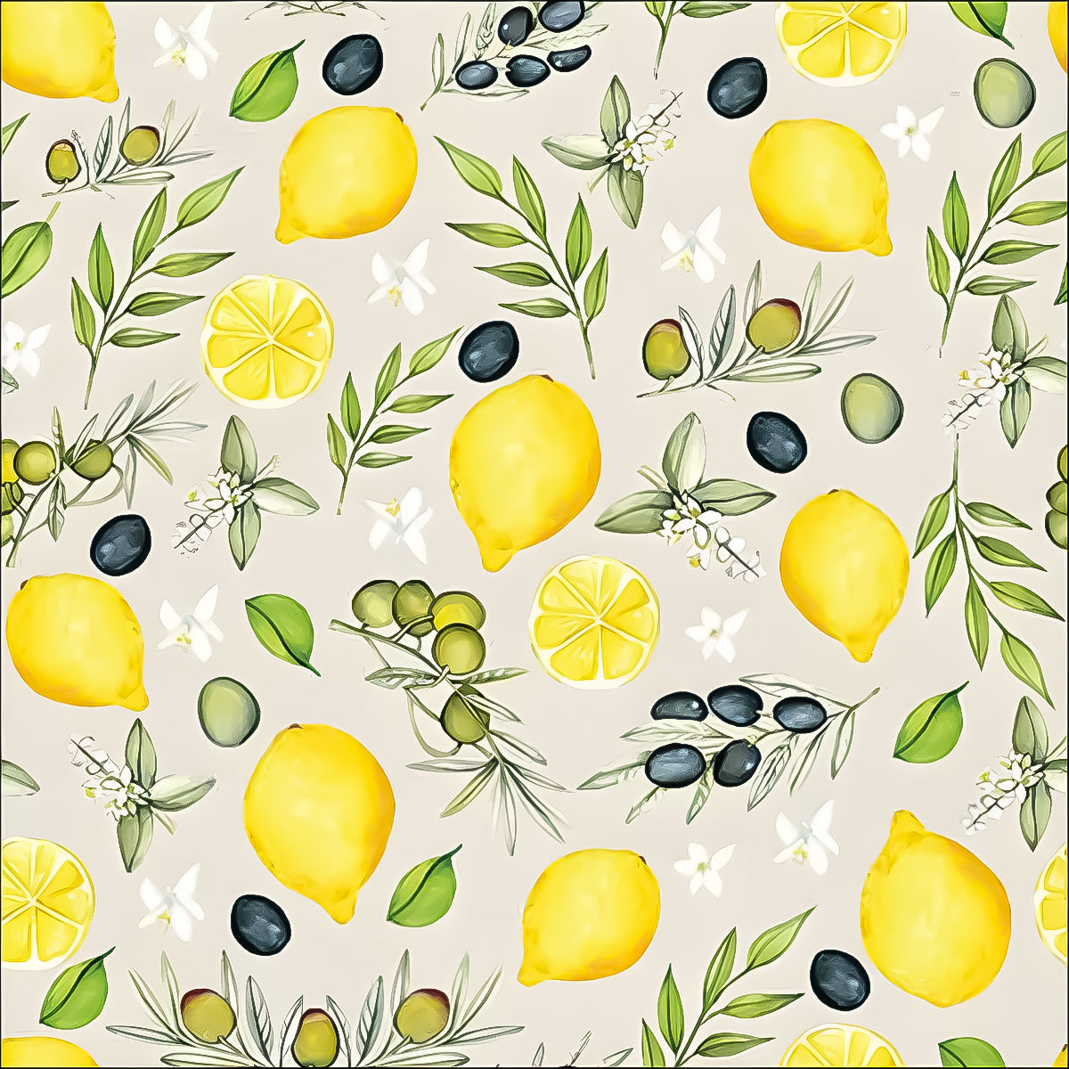 Guardanapo para Decoupage Ambiente 33x33cm com 2 Unidades - Azeitonas e Limão