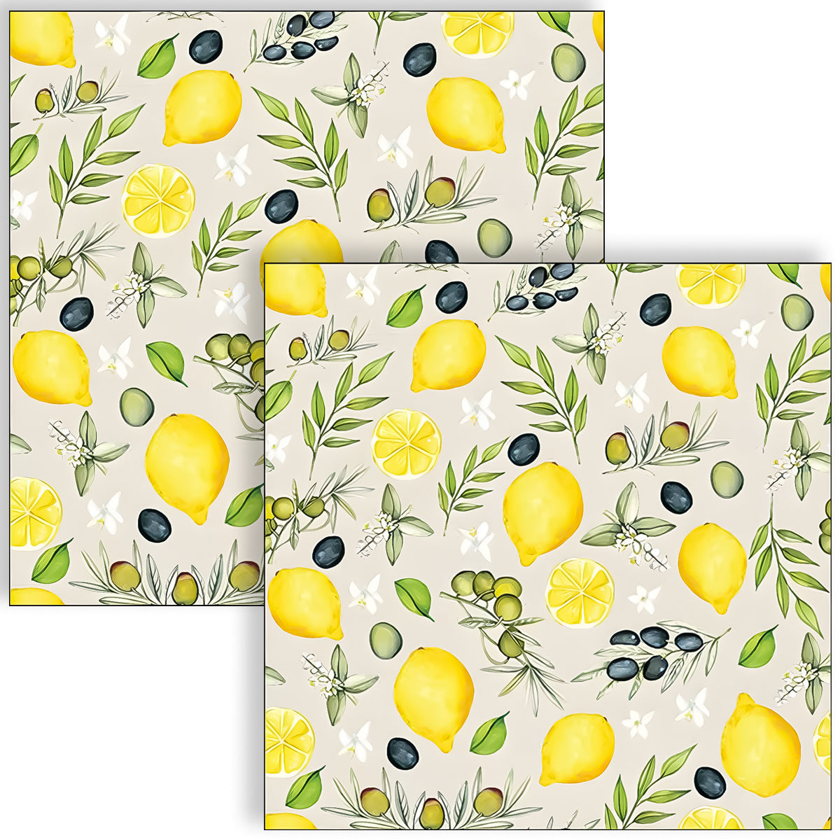 Guardanapo para Decoupage Ambiente 33x33cm com 2 Unidades - Azeitonas e Limão