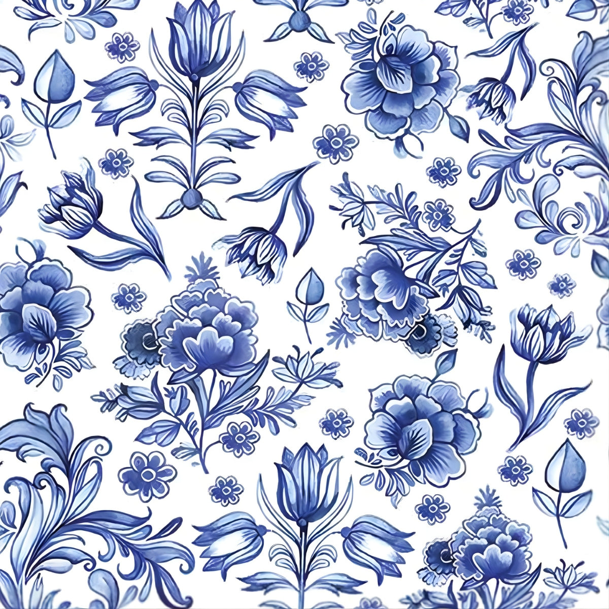 Guardanapo para Decoupage Ambiente 33x33cm com 2 Unidades - Flores Azuis