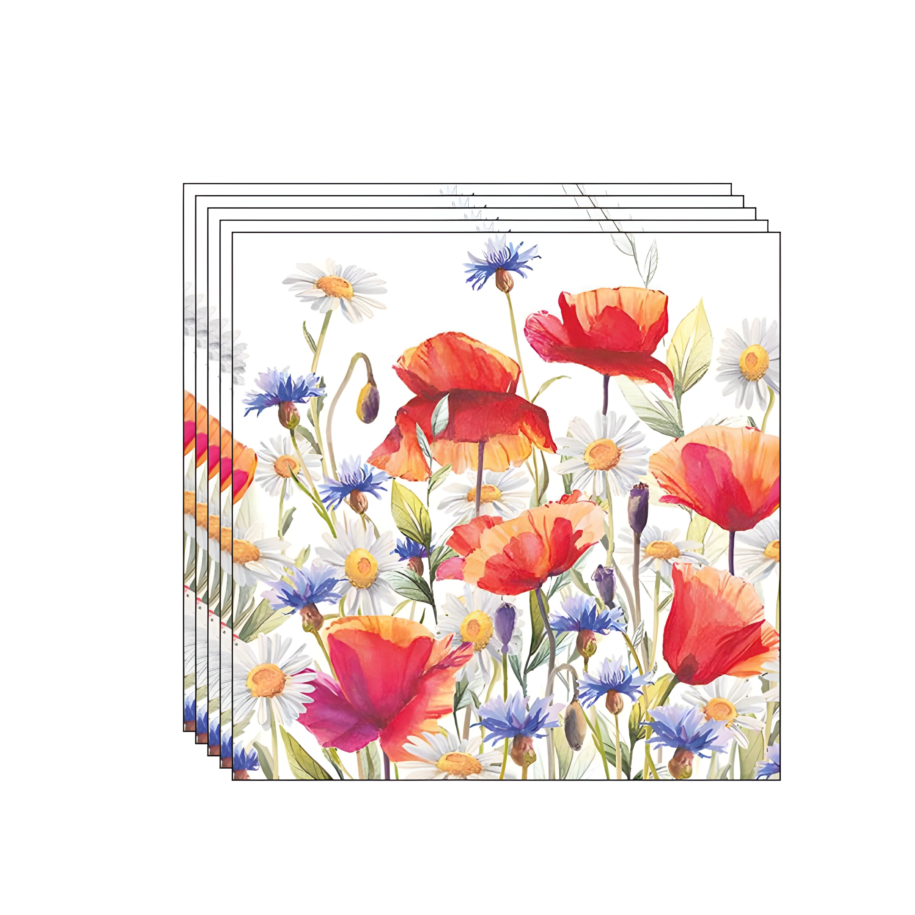 Guardanapo para Decoupage Ambiente 33x33cm com 2 Unidades - Papoulas e Centáureas