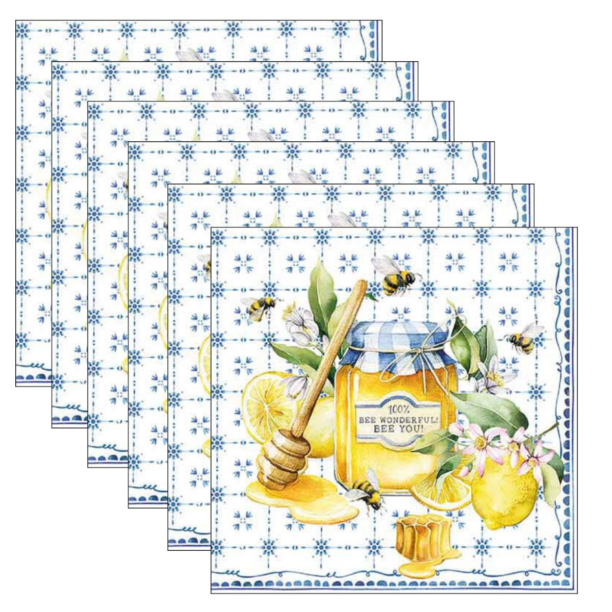 Guardanapo para Decoupage Ambiente 33x33cm com 2 Unidades - Abelha Maravilhosa