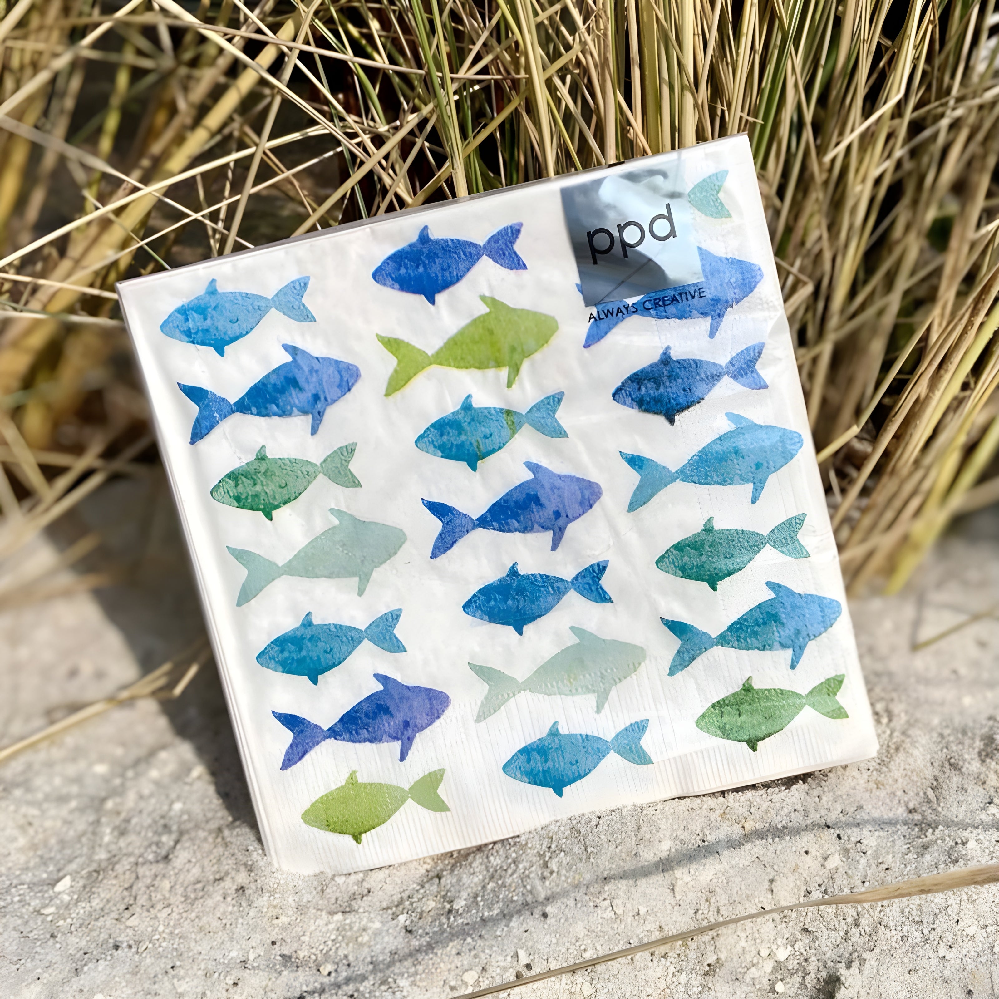 Guardanapo para Decoupage Ambiente 33x33cm com 2 Unidades - Peixes Aquarelados