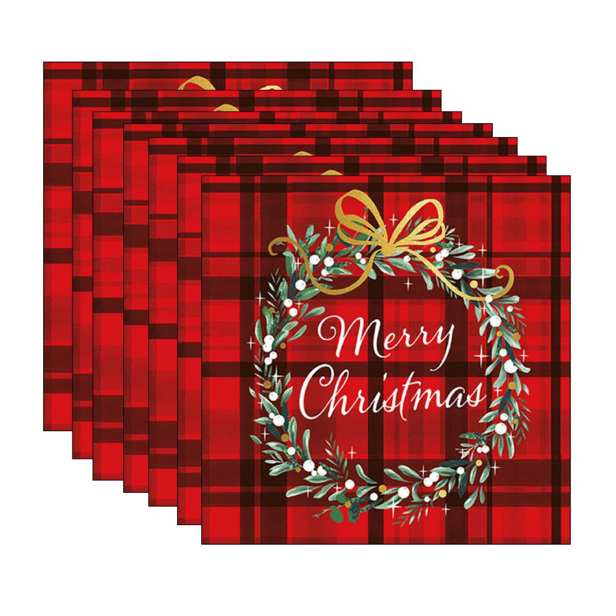 Guardanapo para Decoupage Ambiente 33x33cm com 2 Unidades - Natal Xadrez Vermelho