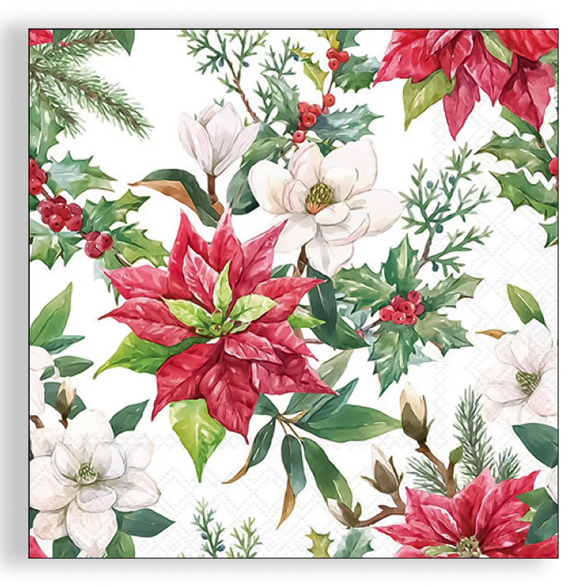 Guardanapo para Decoupage Ambiente 33x33cm com 2 Unidades - Florais de Natal